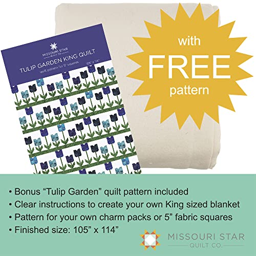 Missouri Star Quilt Batting King Size 120''X120'' | 80/60 Warm Cotton Poly Filling With Quilt Pattern Included | Medium Weight Batting Roll For Stuffing Blankets & Quilting Supplies, White, (Not5393) #TOP1