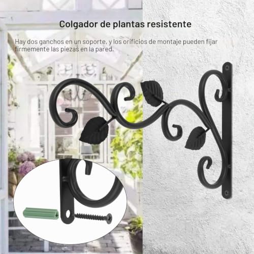 Miniatura 3 de Fippy 2 Piezas Soporte Para Plantas Colgantes, Soporte Para Cesta Colgante De Pared, Gancho De Jardín Retro De 12 Pulgada, Soportes Decorativos Para Plantas Con Tornillos Para Alimentador De Pájaros