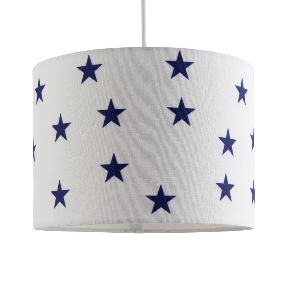 First Choice Lighting StarsNavy Blue 25Cm Easy Fit Pendant Fabric Shade from B&Q