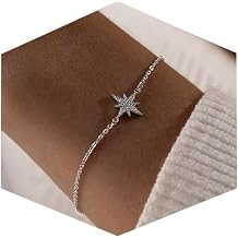 Gold Bracelets for Women, Dainty Charm 14k Gold Star Chain Bracelet for Women Rhinestone Adjustable Link Bracelet Stack Non Tarnish Bracelets Minimalist Celestial Jewelry Trendy Birthday Gifts