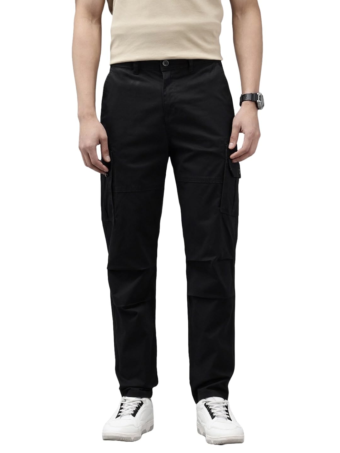 Mens Solid Cotton Cargo Trousers | Regular Fit Mid Rise Full Length Casual Pants with 7 Pockets | Durable Comfortable Machine Washable-picture-19