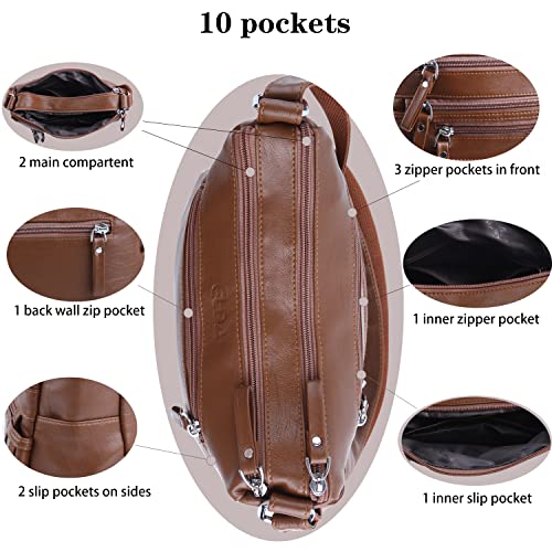 Image of ELDA 10 Pockets Crossbody Purses for Women Medium Pocketbooks Lightweight Ladies Satchel Bag Multi Pocket Shoulder Handbag