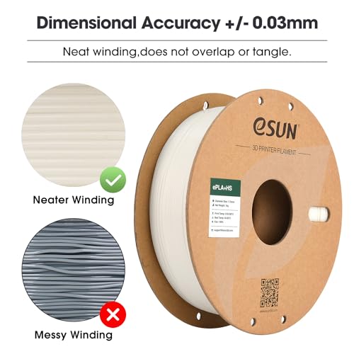 Image of eSUN High Speed PLA+ Filament 1.75mm, 3D Printer Filament Speedy PLA Plus for Fast Printing, Dimensional Accuracy + /- 0.03mm, 1KG Cardboard Spool (2.2 LBS) 3D Printing Filament for 3D Printers, White