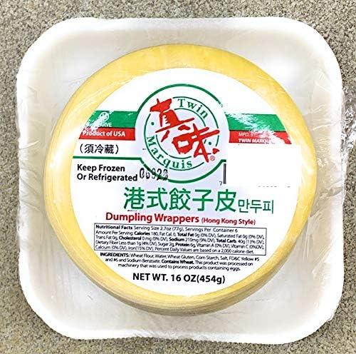 Twin Marquis HK Dumpling Wrapper 16 oz x 2 香港水餃皮 Production Date on the label. Shelf life - 6 months by freezer and Upon receipt of delivery, put in the freezer.