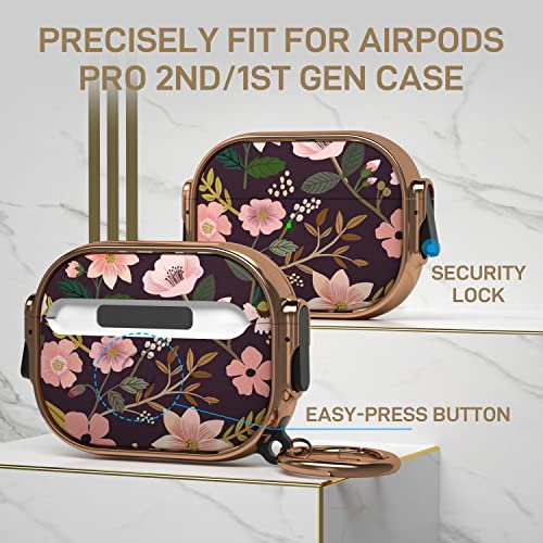 Image of Maxjoy for AirPods Pro 2nd /1st Generation Case with Lock, Cute AirPods Pro 2 Case Lock Protective Hard AirPod Pro Cover for Women Girly with Keychain for Airpod Pro (2023 /2022 /2019), Flower