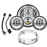 7 Inch LED Motorcycle Headlight with 4.5 Inch Fog Lights Passing Lamps DOT SAE Approved, Compatible with Harley Davidson Classic Electra Street Glide Fat Boy Road King Heritage Softail Chrome