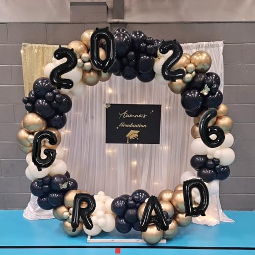 Image of Black 2026 Congrats Balloons, 16 Inch Matte Black 2026 GRAD Foil Balloons Banner Sign for Graduation Decorations 2026, College High School Class of 2026 Graduate Congratulations Party Decor Supplies