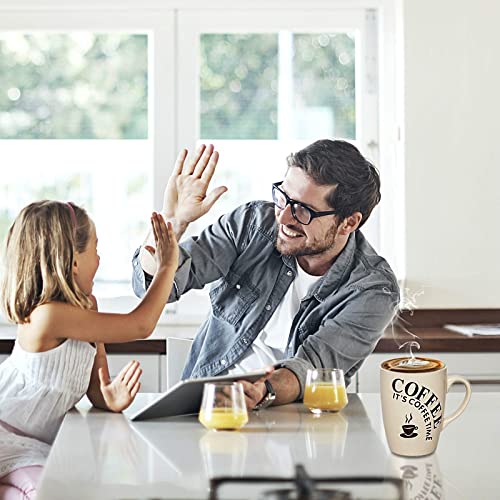 esto24 6er Set Kaffeebecher Set Keramik 180ml Mug Aufschrift It’s Coffee Time für Ihr liebstes Heißgetränk für Kaffee, Cappuccino und Latte Macchiato (6er Set 180ml)