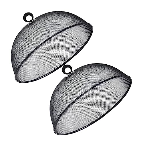 SEWOART 2 Piezas Cubierta De Comida Malla Alimentaria Alimento Cúpula Microonda Campana De Cristal Redes Alimentarias para Exteriores Cubiertas De Tienda De Comida Acero Inoxidable Black