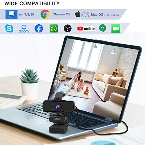 FIFINE Webcam 1440P, câmera web para computador 2K com capa de privacidade e tripé, Plug & Play, 4 MP, HD, USB, PC, webcam com microfone integrado para transmissão e gravação - Imagem 7