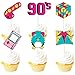 18pcs Purple Glitter Dessert Cupcake Topper Game 90â€™s Decade Retro Throwback Theme Decor Supplies Baby Shower Boy Girl Happy Birthday Party Decorations