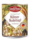 DREISTERN Hühnernudeltopf 800g I Mit Hühnerfleisch & Gemüse I Herzhafter Eintopf in recyclebarer Konservendose I Lange Haltbarkeit dank natürlicher Konservierung I Hausmacher Qualität