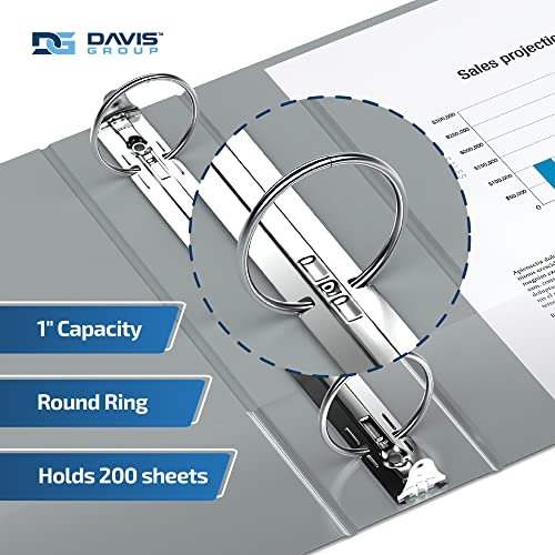 Image of Easyview 3-Ring Binder, Clear-View Cover, 1 inch Round Rings, Gray, 6 Pack