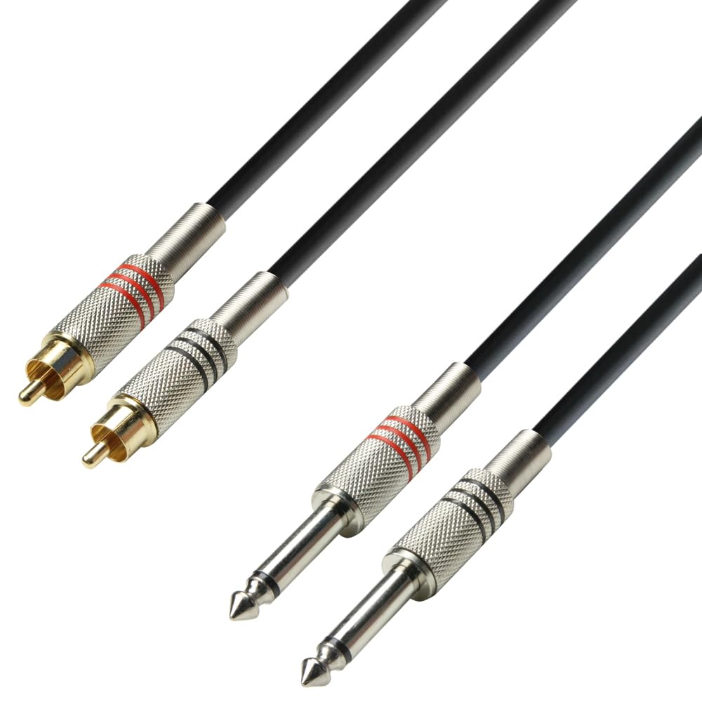Adam Hall 3 Star Series 3m 2x RCA Male to 2x 6.3mm Jack Mono Audio Cable