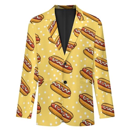 Hotdog Pattern Men's Suits Dress Business Formal Suit Print Jackets Coat For Wedding Party 2XL4