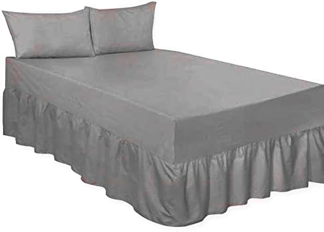 LOOMS & LEAVES PERCALE EXTRA DEEP 100% COTTON BLEND POLY FITTED VALANCE BED SHEETS IN (GREY, DOUBLE)