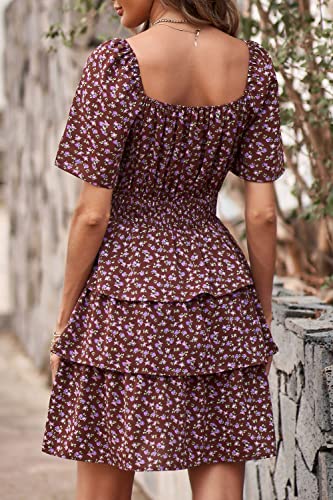 Image of PRETTYGARDEN Women's Summer Floral Ruffle Short Dress