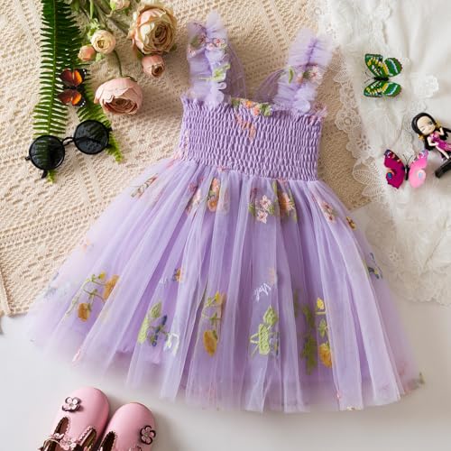 TTYAOVO Baby Girls Tulle Dress Butterfly Birthday Party Dresses3