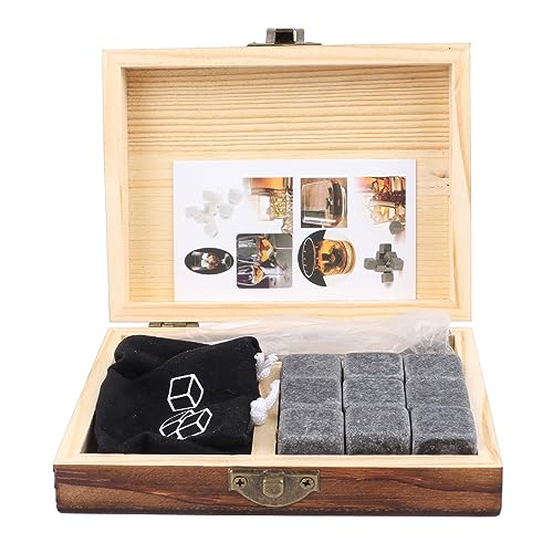 Riuulity Pierres à Whisky Refroidissantes, Boîte en Bois élégante, Pierres à Whisky pour une Expérience de Consommation Parfaite