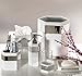 Creative Scents Quilted Mirror White Bathroom Accessories Set - Decorative 6 Piece Bathroom Set Includes: Trash Can, Tissue Box Cover, Soap Dispenser, Toothbrush Holder, Tumbler & Soap Dish