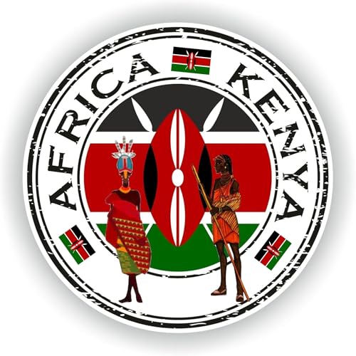 Kenya Flag Vinyl Sticker 6 Inch Round Waterproof Decal for Car Laptop Wall Door Window Country Pride Sticker