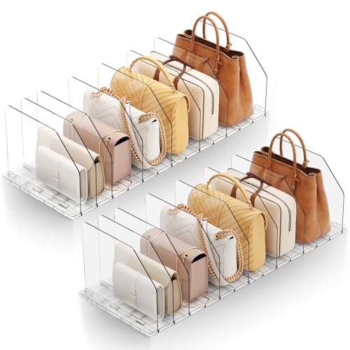 Purse Organizer for Closet, Shelf Divider Adjustable Clear Acryli...