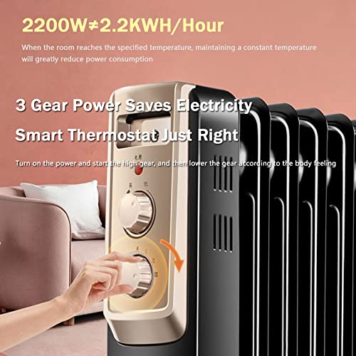 PYapron オイルヒーター オイルフリーヒーター 2200W 13枚フィン の商品画像 4