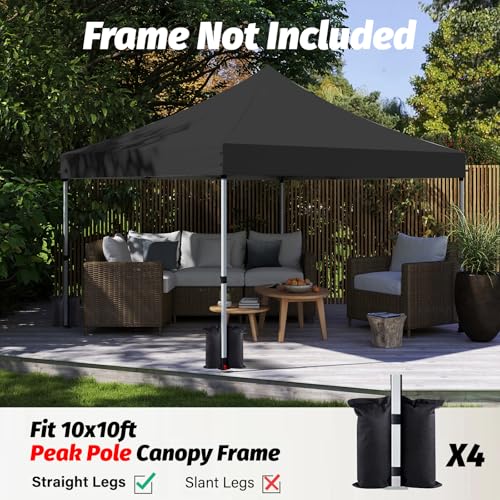 Image of 10x10 Canopy Replacement Top, Heavy Duty Pop Up Tent Cover(Top Only)(Black)