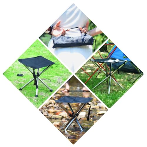 Tabouret pliable compact en acier inoxydable pour camping et extérieur