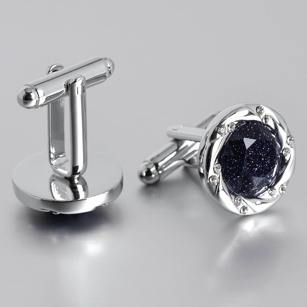 メタルシルバービジネスシャツサンドストーンカフスボタンメンズ＆レディースフレンチシャツカフスリンクスカフネイル