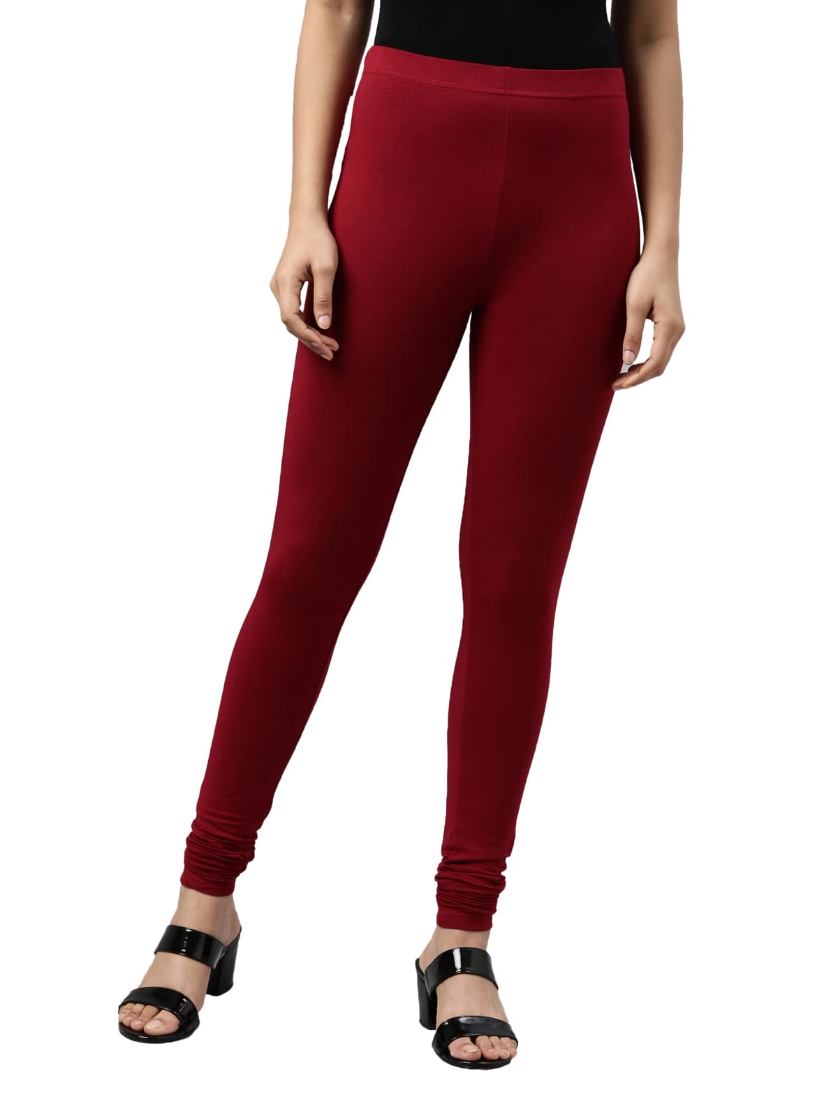 GO COLORS Soft Cotton Stretch Churidar for Women | Breathable, Mid Rise, Full Length