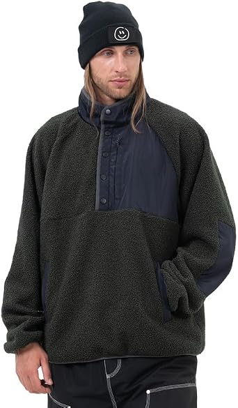 Snowshred Mens Fleece Sherpa Snow Jackets Button Down Ski Coat Fuzzy Snowboard Outerwear Casual Winter Streetwear