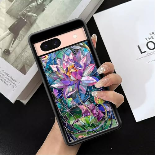 Coque Google Pixel 8A résistante aux chocs et rayures motif vitrail fleur - 4