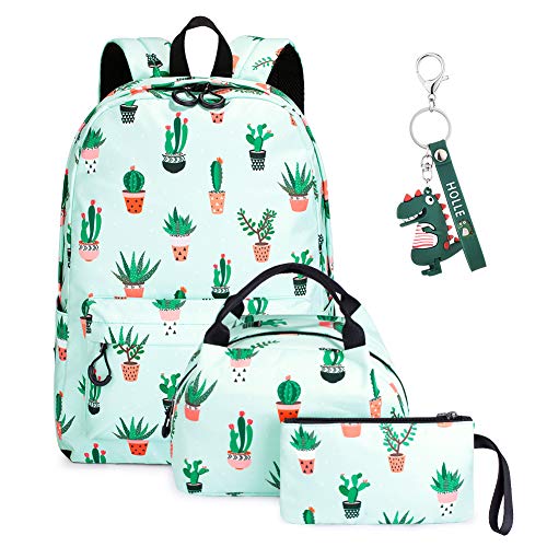 SUVOM Mochilas escolares para niñas con fiambrera y estuche ligero resistente al agua