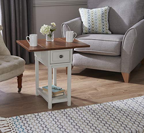 Greenhurst Broadway Set of 2 Nesting Tables Mesa Auxiliar, Acacia, Blanco Roto y marrón, Talla única