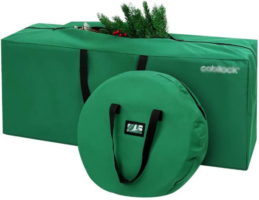 NOBRIM Christmas Tree Storage Bag and Wreath Storage Set Zip and Reinforced Handle Protect Your Holiday Ornaments Wreath from Dust