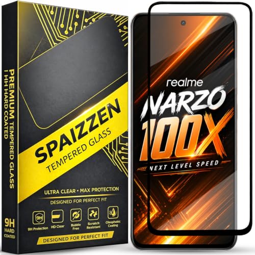 Image of Military-Grade Tempered Glass Screen Protector Compatible for Realme Narzo 100X 5G / Realme Narzo 100x with Edge to Edge Coverage and Easy Self Installation kit