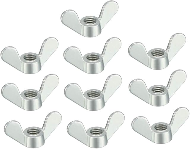 sourcing map M6 Wing Nuts Zinc Plated Fasteners Parts Screws Cymbals Butterfly Nut Silver Tone 10pcs
