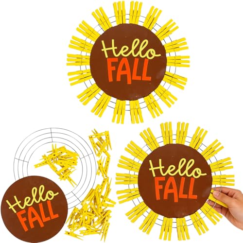 Fun Express Hello Fall Sunflower Clothespin Wreath Craft Kit - Makes 1