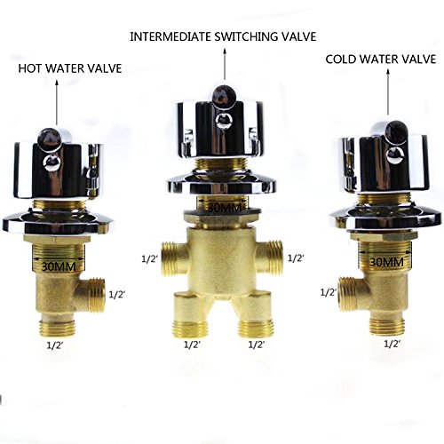 All copper bathtub set of taps for hot and cold water switch shower valve, five cylinder shower faucet 3pcs in set - Thumbnail 2