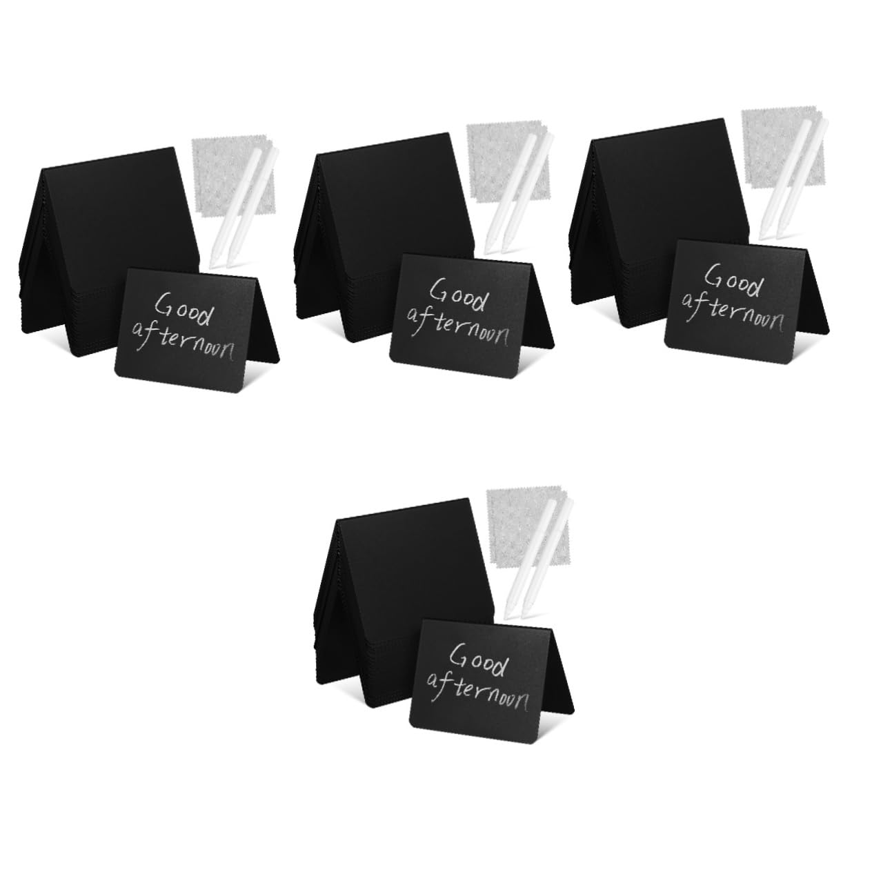 SHINEOFI 4 Sätze Blackboard + A-typ + Stift + Reinigungsstoff Tafel Mit Küchennotizen Tafelschild Für Den Tisch Tuch Mini-boards Tabletop-nachrichtentafel Essen Planke Plastik 20 Stück * 4