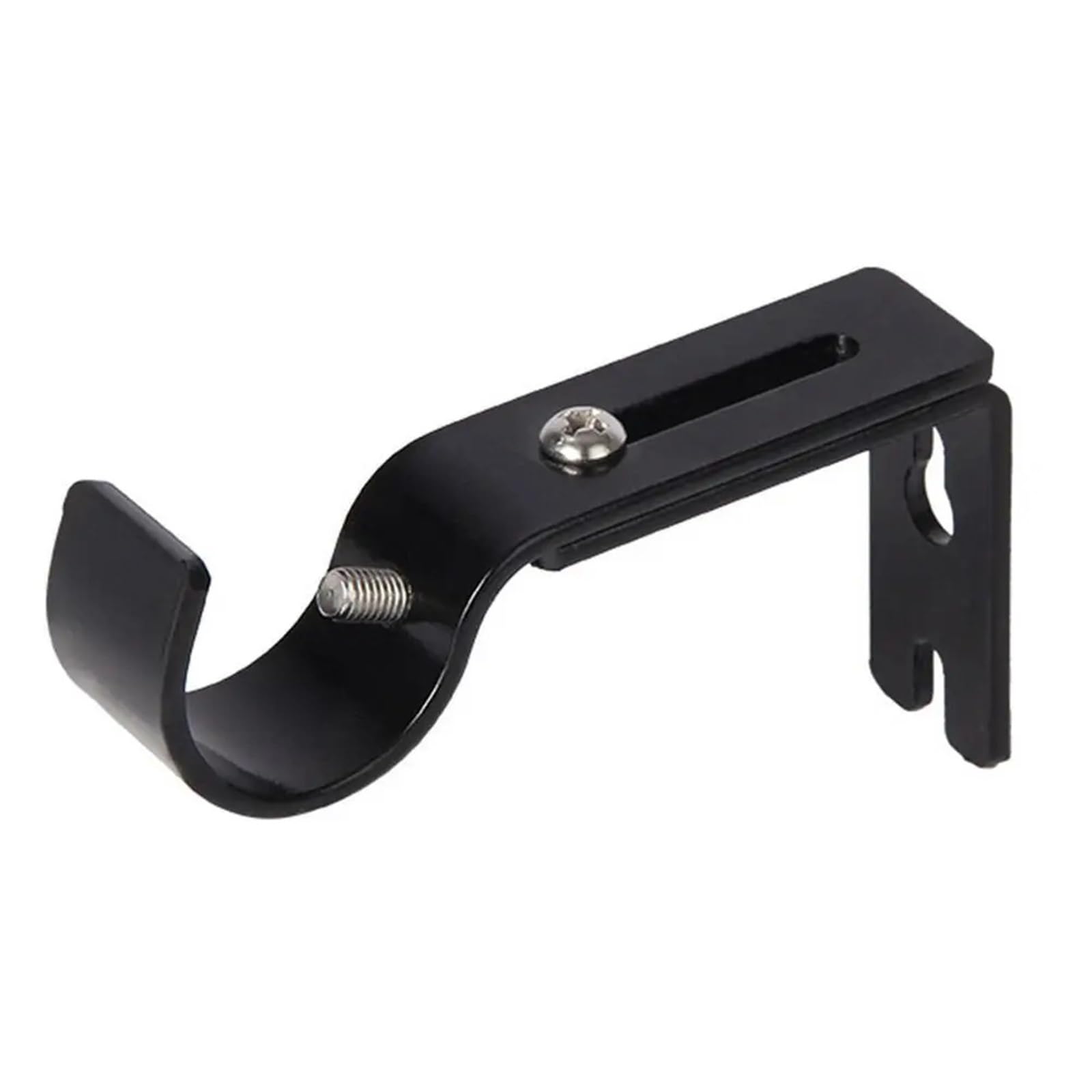 Gbrcen Curtain Rod Brackets 4PCS Adjustable Curtain Rod Brackets Metal Hanger for 1 Inch Rod Curtain Rod Holder Hardware Home Drapery Rod Holders for Wall(Black)