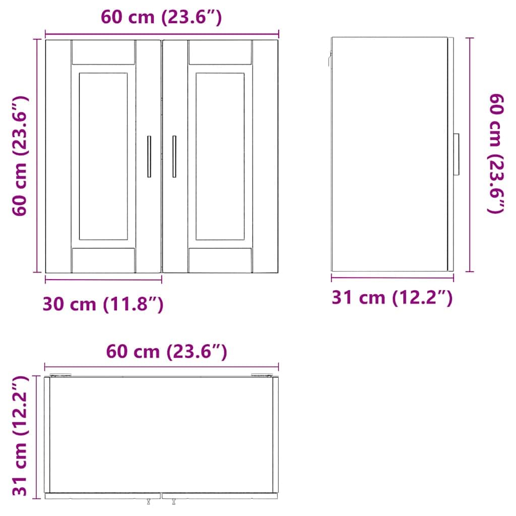 Armadietto da cucina Porto, in legno bianco, 60 x 31 x 60 cm, con molto spazio e pratiche ante per cucina, sala da pranzo, soggiorno e portaoggetti versatile