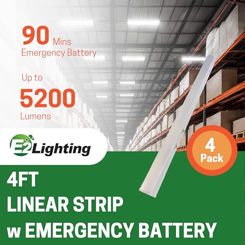 Tira LED lineal 4ft 40W con batería de emergencia 4 unidades miniatura 2