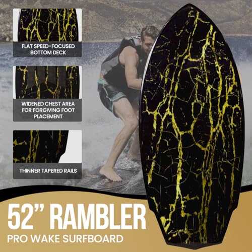 South Bay Board Co. - 63” / 54" / 52" Wakesurf Board - Best Performance Wake Surfboards for Kids & Adults - Durable Compressed Fiberglassed Wake Surf Board - Pre-Installed Wax-Free Foam Traction