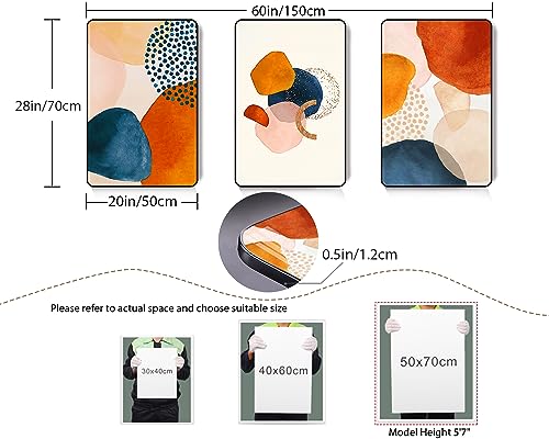 SERIMINO Framed Abstract Wall Art for Living Room Boho Wall Decor Navy Blue Orange Terracotta Pictures Modern Nordic Minimalist Artwork for Bedroom Bathroom Kitchen Paintings for Home Decorations