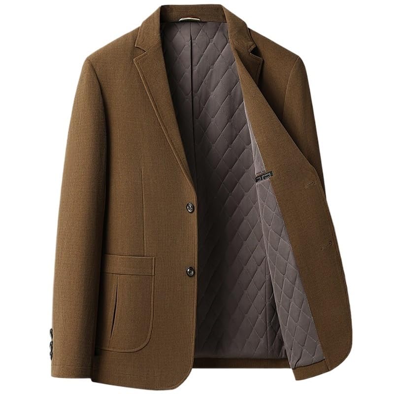 Mens Brown Sport Coat Casual Two Button Business Suit Jacket