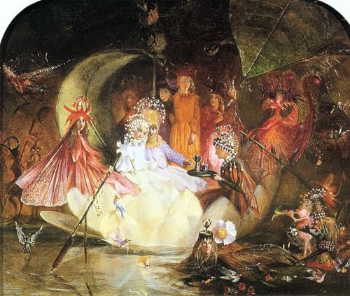 Lienzo decorativo vintage La barca de las hadas, pintura mural de alta calidad de 60x90cm