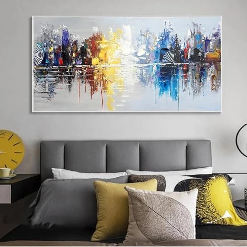 Art paysage urbain graffiti abstrait toile colorée 80x160 cm sans cadre pour salon