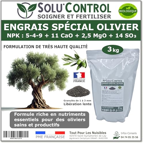 Engrais olivier formulation haute qualité organo-minérale NPK 5-4-9 SoluControl